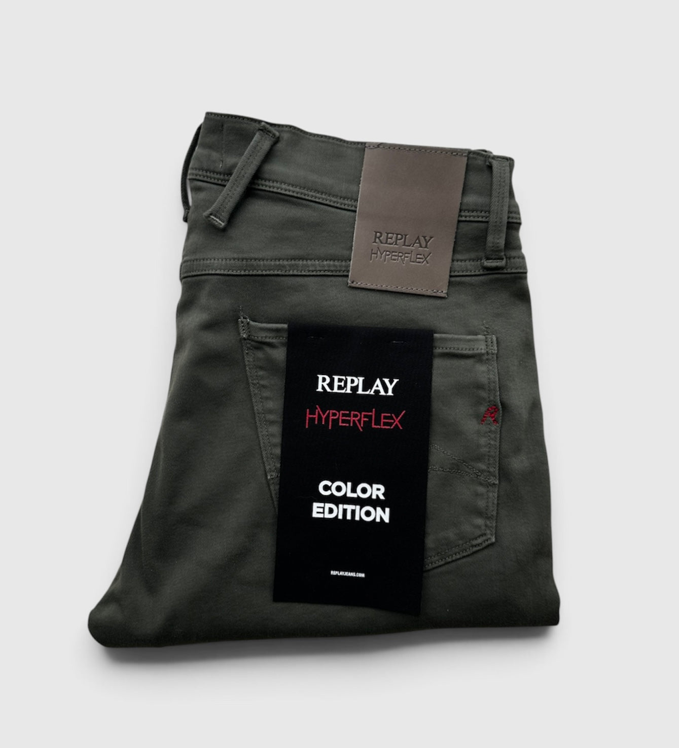 Army Green Replay " Hyperflex X-Lite Anbass" Canvas Jeans
