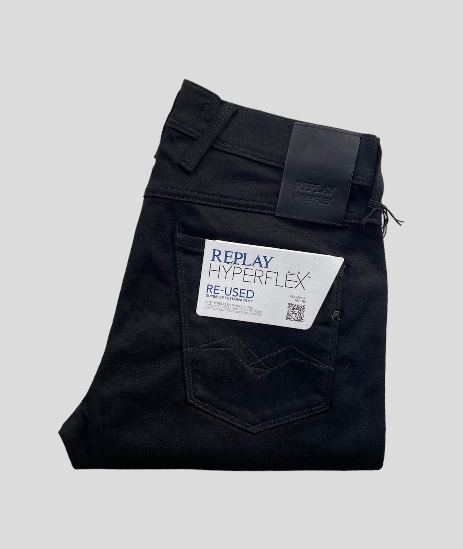Replay "Anbass Hyperflex" Canvas Jeans Black