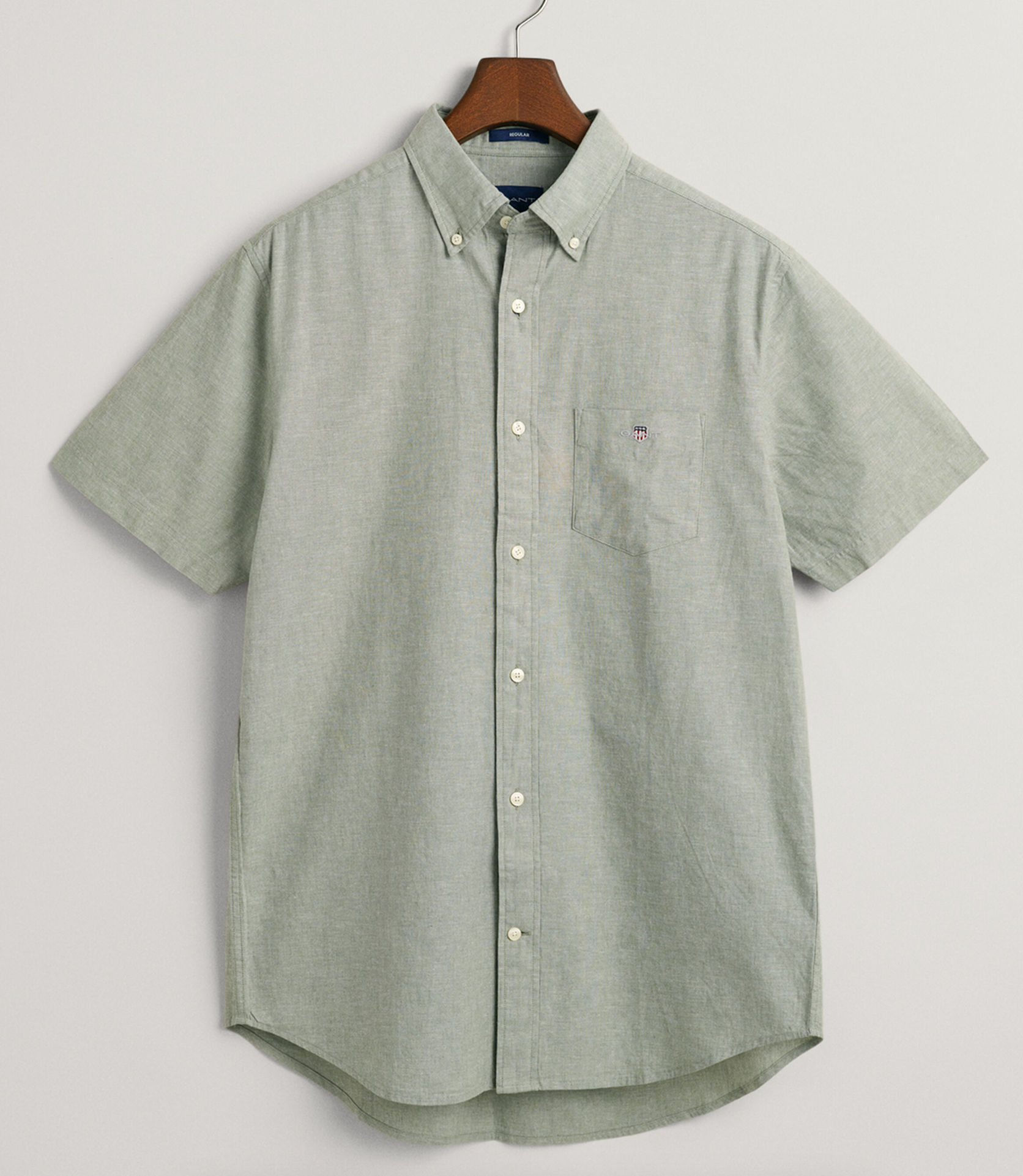 Gant Cotton Linen Short Sleeve Shirt Kalamata Green
