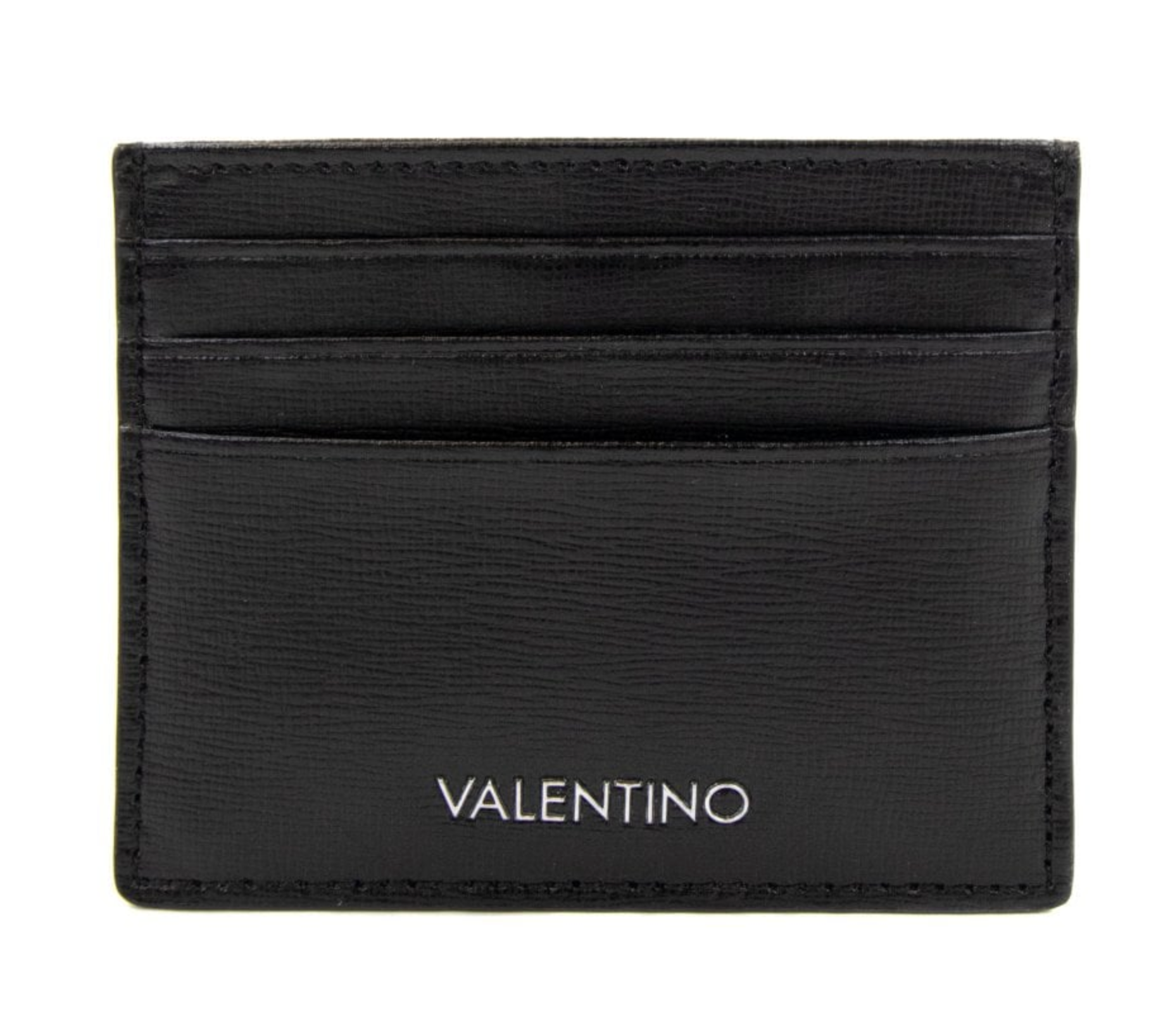 Valentino "Marnier" Full Grained Leather Card HolderBlack