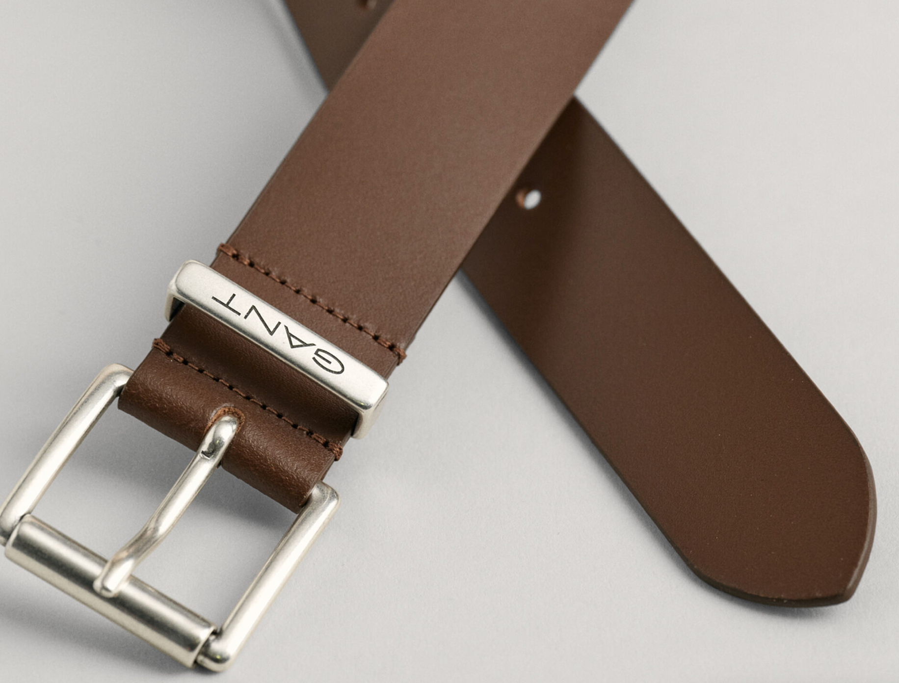 Gant Logo Leather Belt Weathered Brown