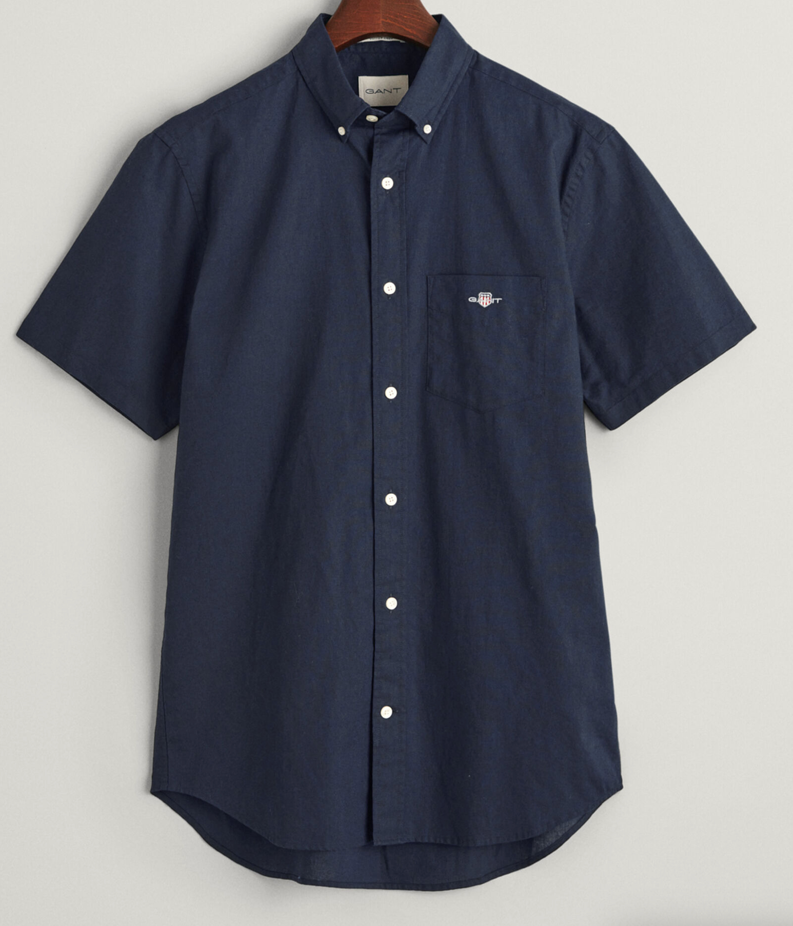 Gant Cotton Linen Short Sleeve Shirt Navy