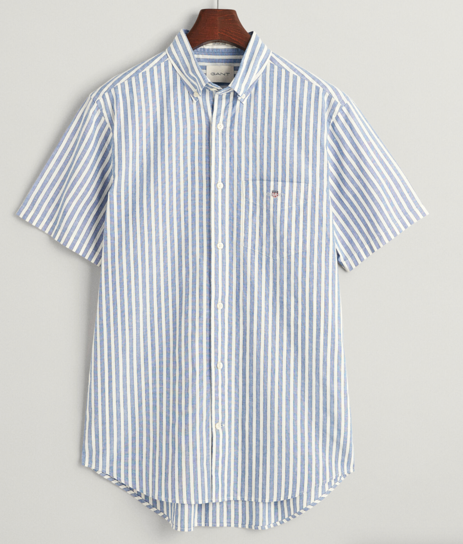Gant Regular Cotton Linen Stripe Shirt Rich Blue