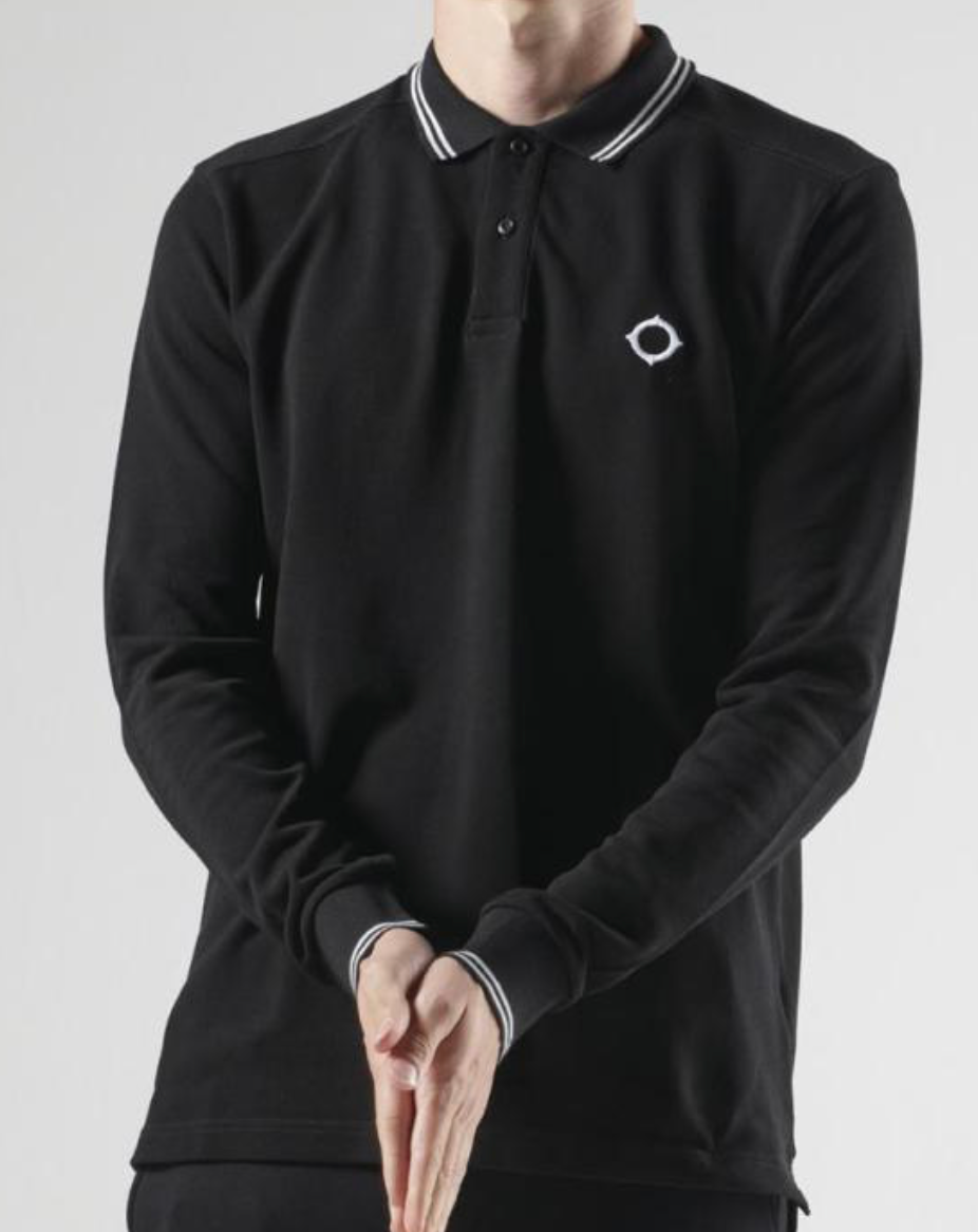 Black MA.Strum L/S Polo Tipped Collar