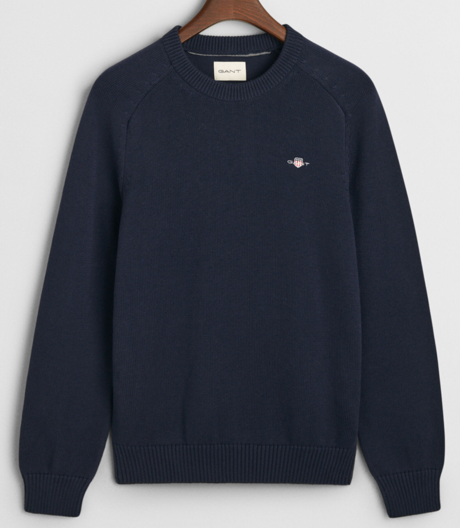 Navy Gant Classic Cotton Saddle Neck Knit