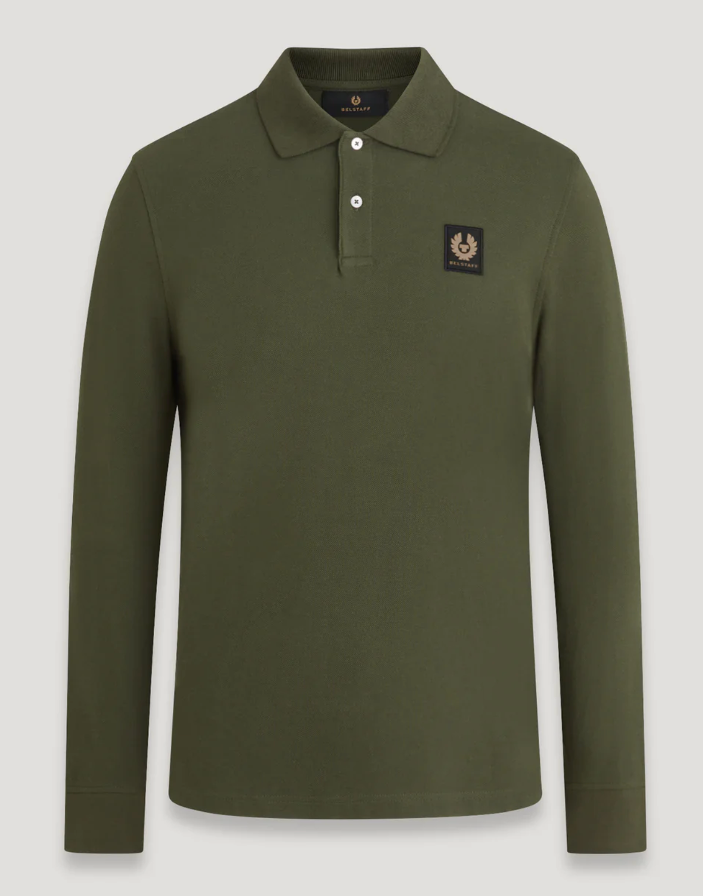 Tile Green Belstaff Polo Shirt Long Sleeve Black