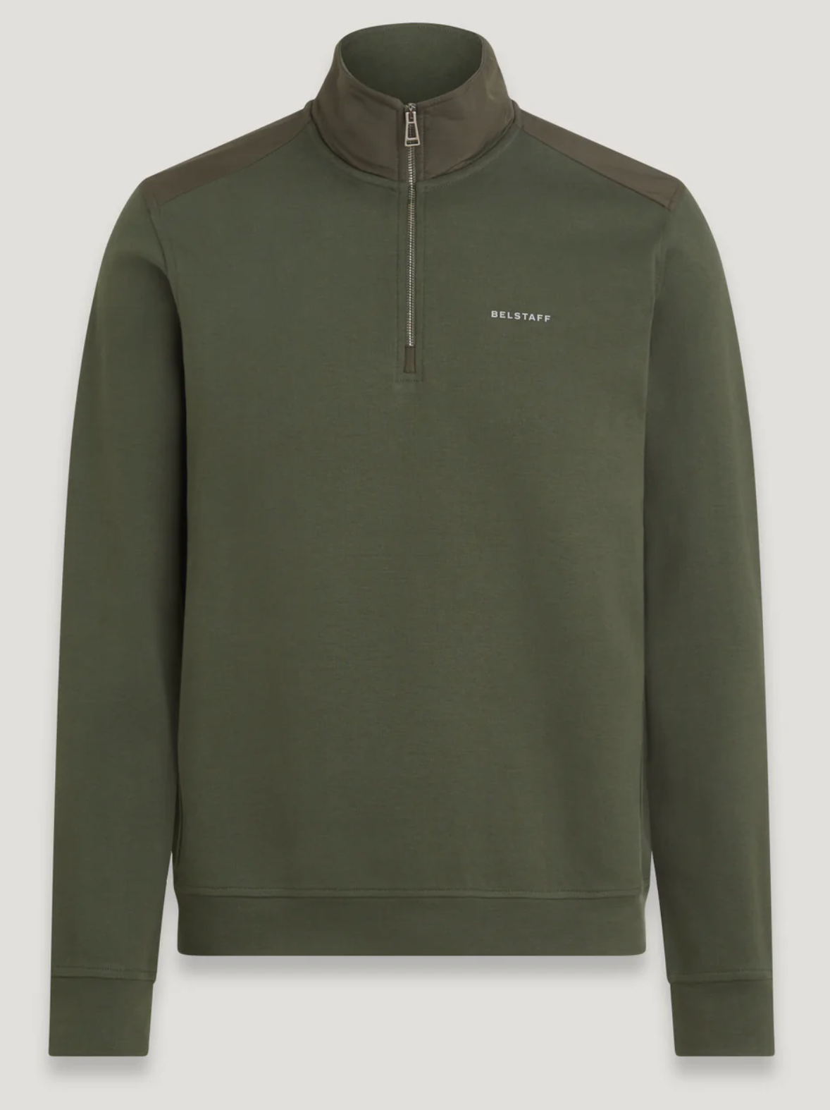 Tile Green Belstaff "Alloy" Quarter Zip Sweatshirt