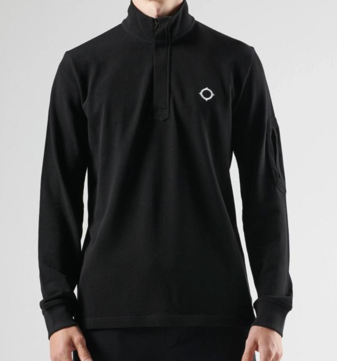 Black MA.Strum L/S Funnel Neck Polo Shirt