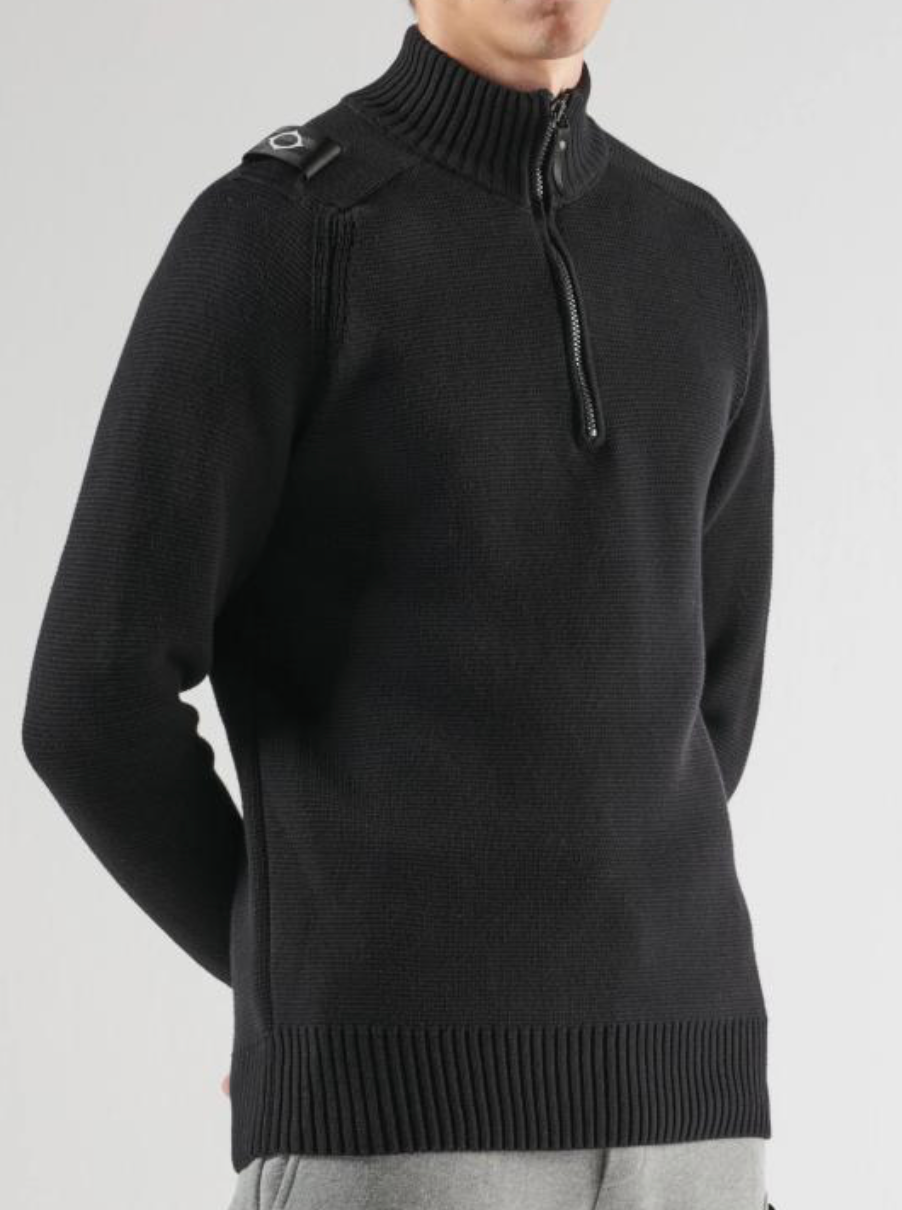 Black MA.Strum Milano Quarter Zip Knit