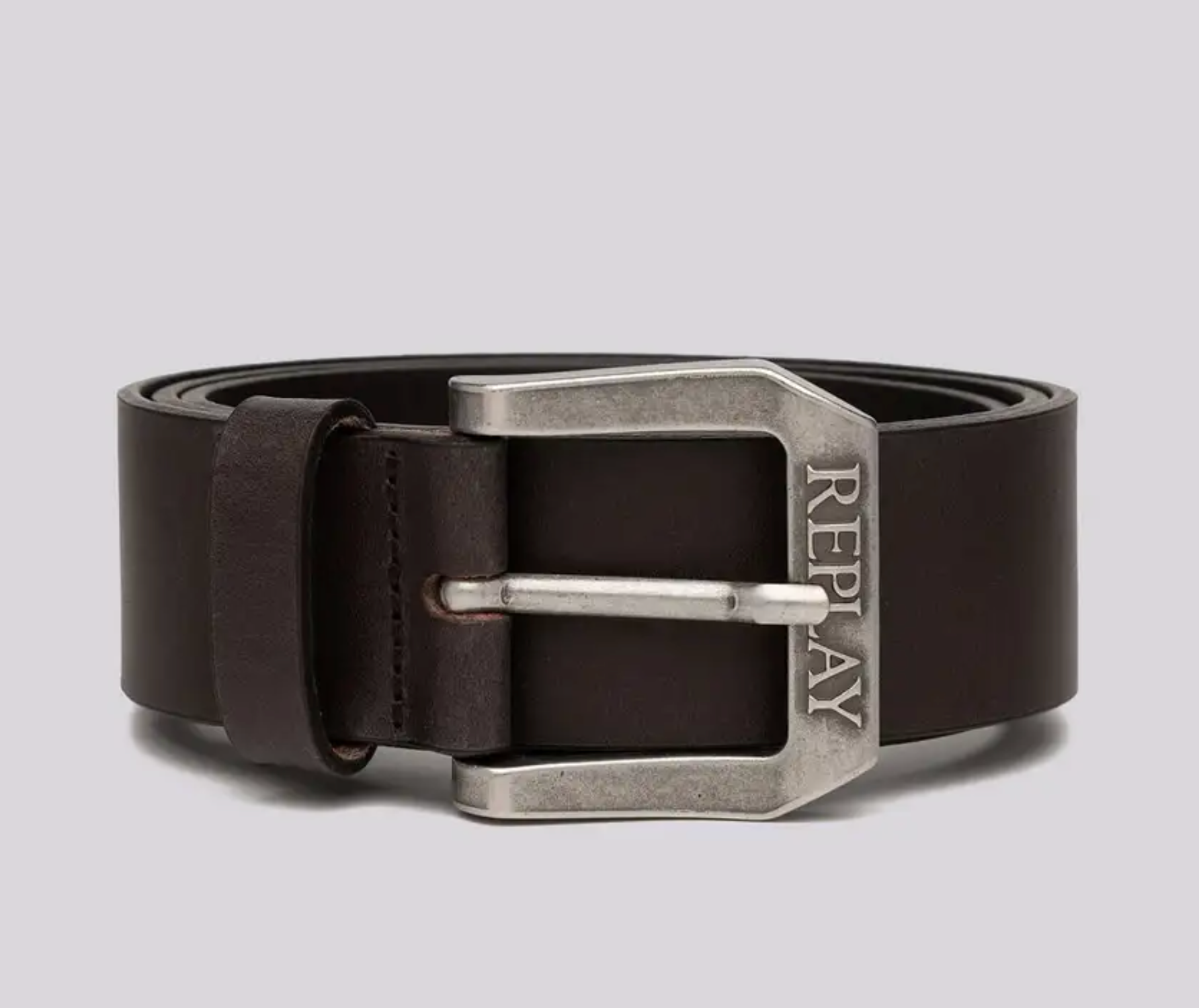 Dark Brown Replay Leather Jeans Belt