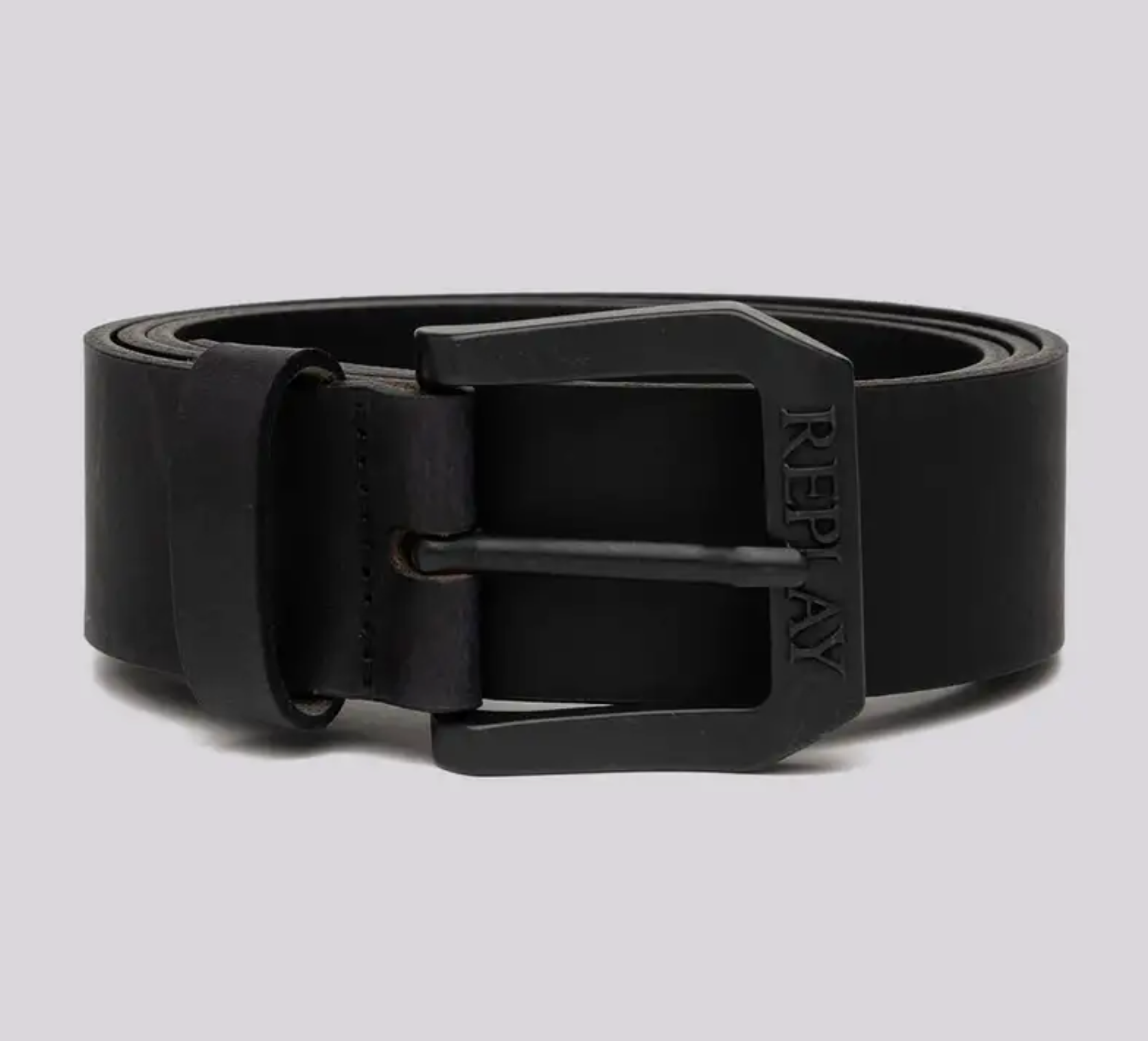 Black Replay Leather Jeans Belt