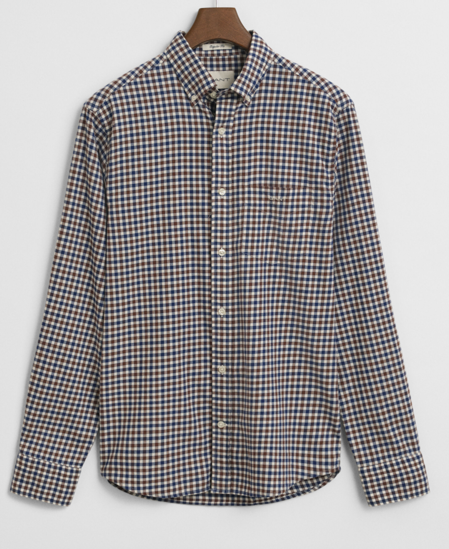 Mahogany Brown Gant Twill Gingham Shirt