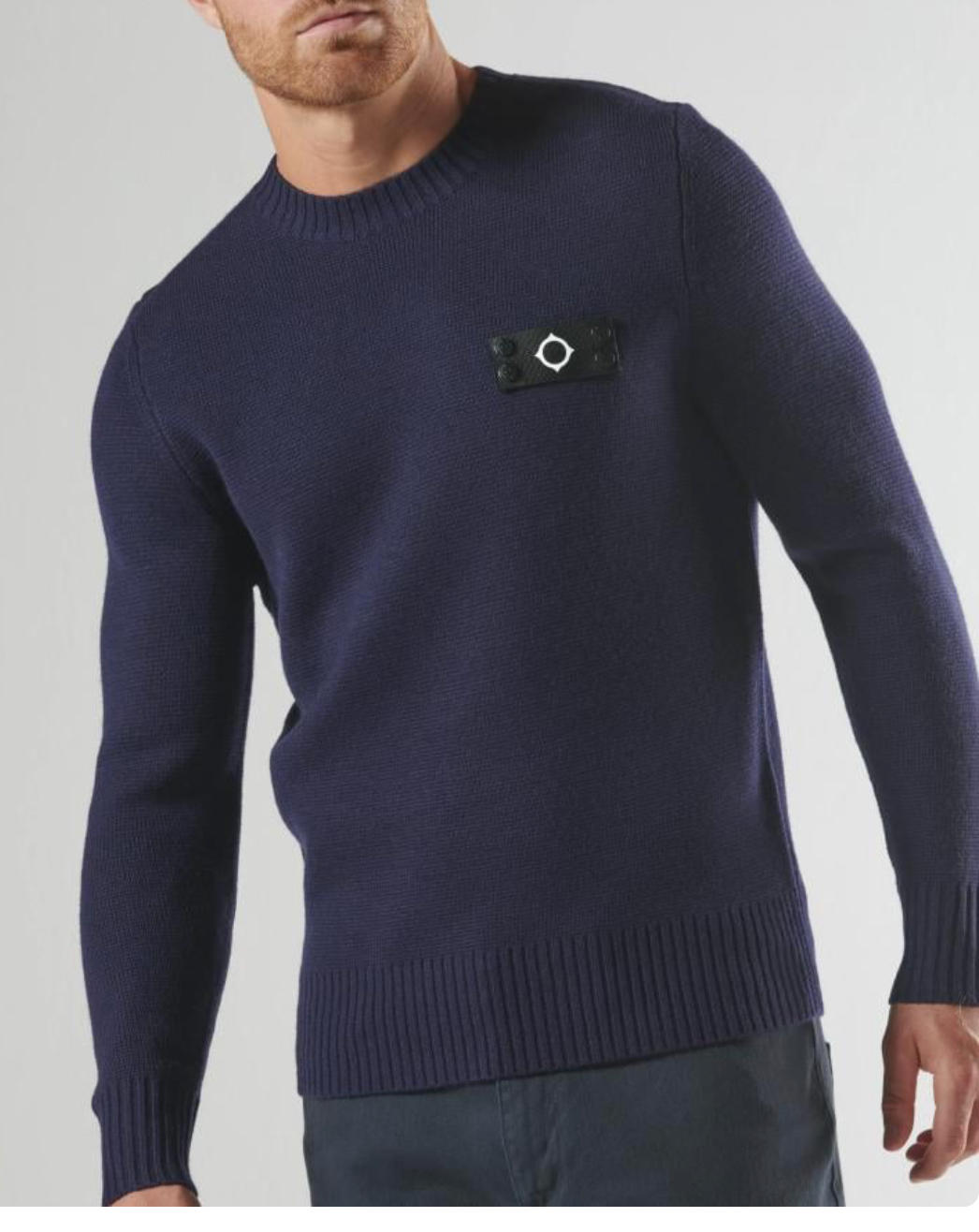 Navy MA Strum " Montage" Crew Neck Knit