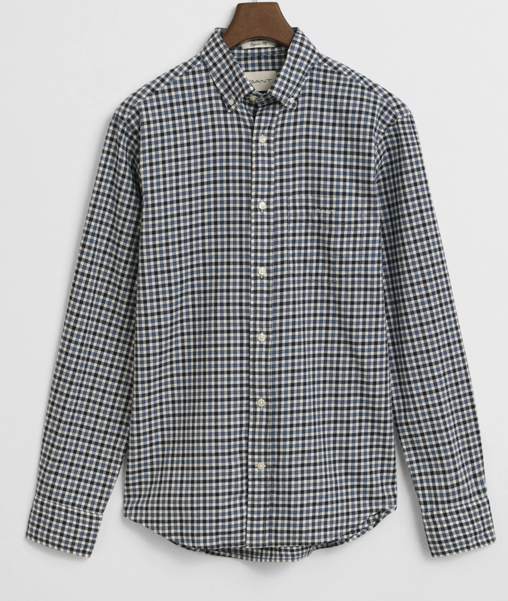 Naval Blue Gant Twill Gingham Shirt