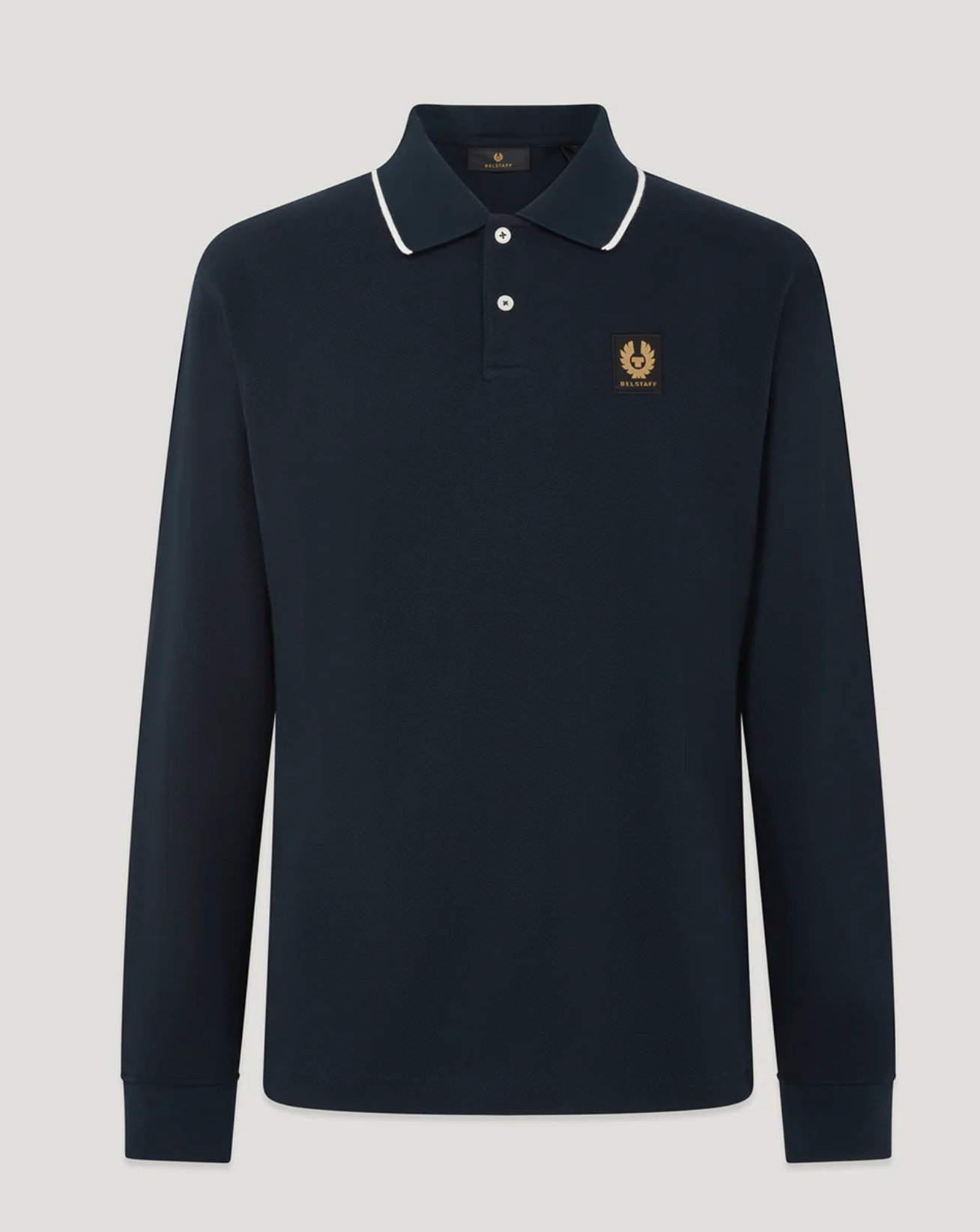 Navy Belstaff Tipped Polo Shirt Long Sleeve