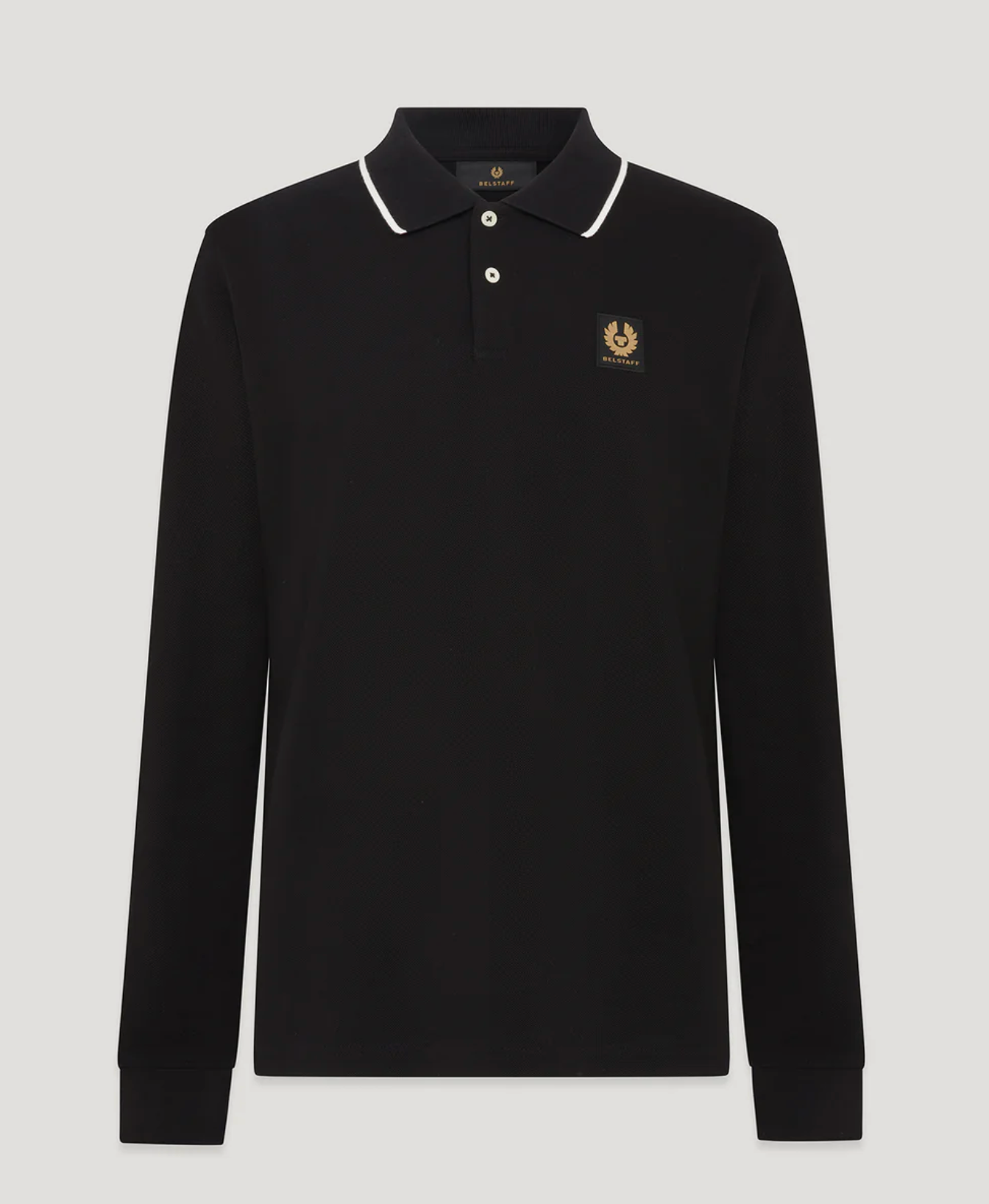 Black Belstaff Tipped Polo Shirt Long Sleeve