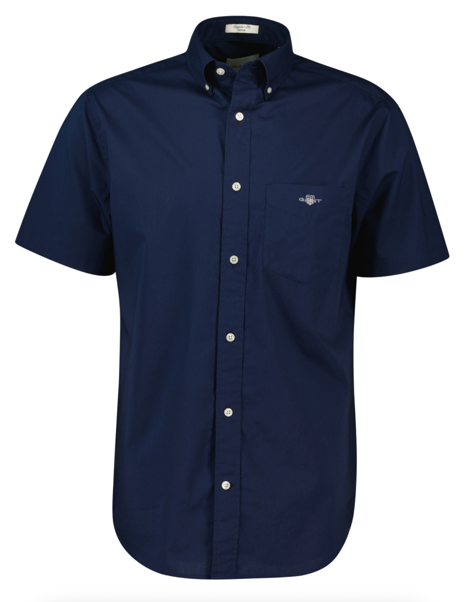 Navy Gant Short Sleeve Poplin Shirt