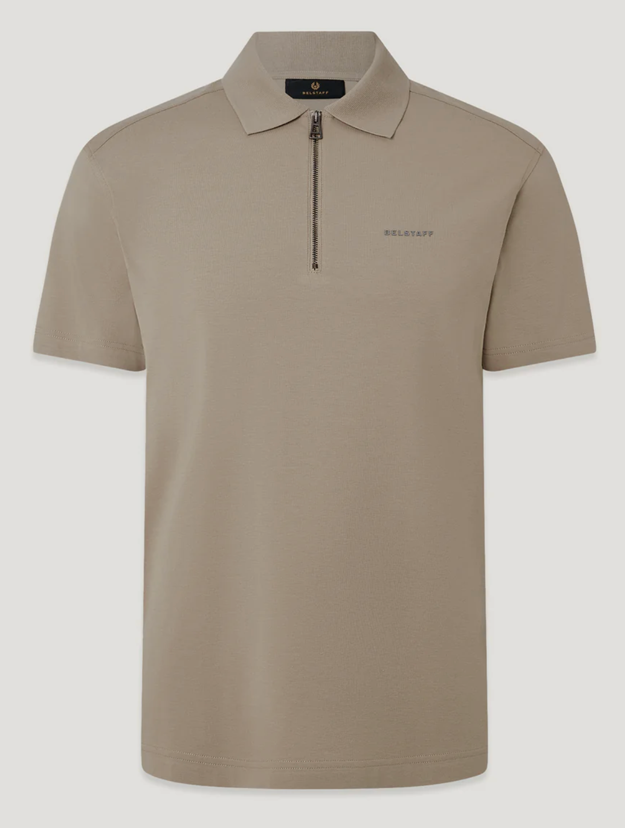 Dark Sand Belstaff "Alloy" Zip Polo Shirt