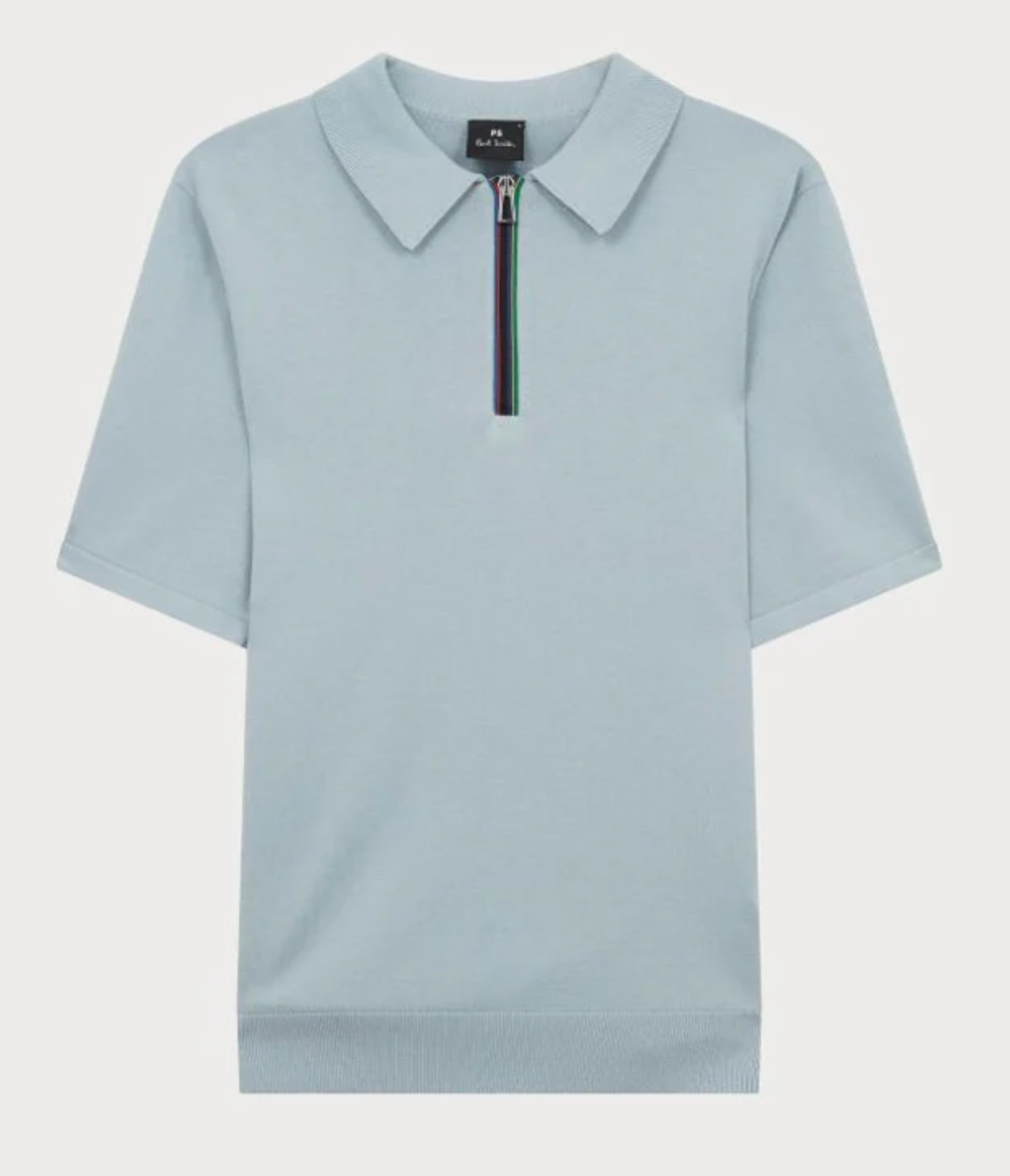 Blue PS Paul Smith Knitted Zip Polo Shirt