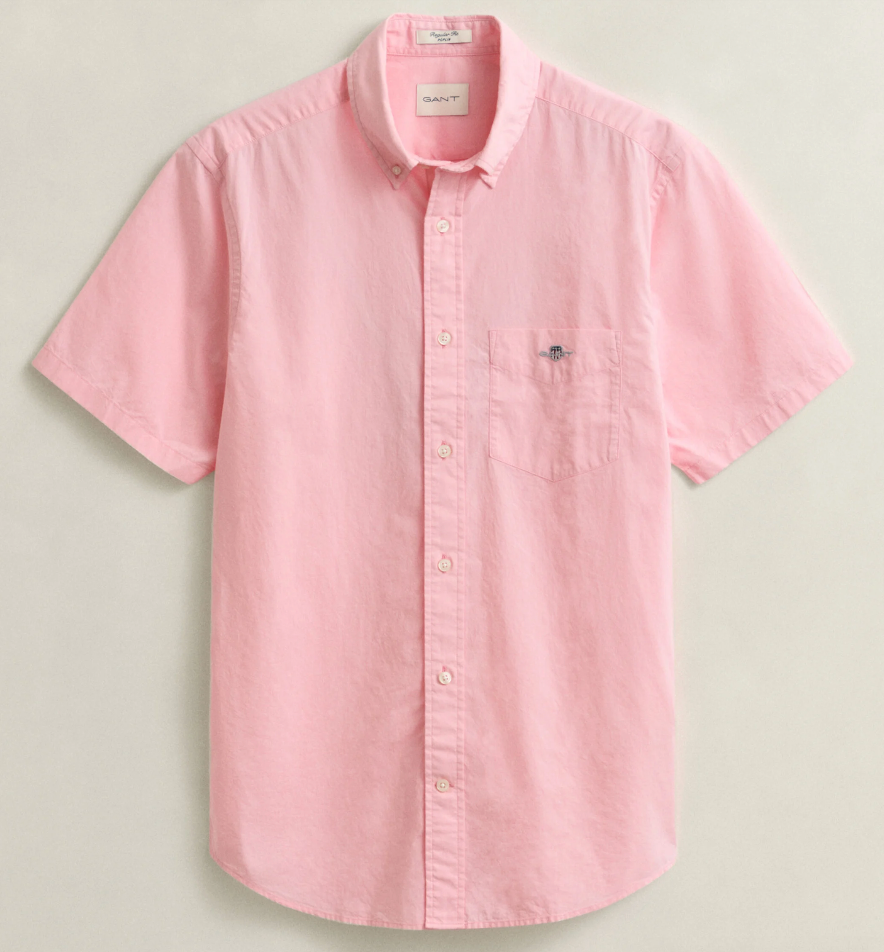 Washed Pink Gant Short Sleeve Poplin Shirt