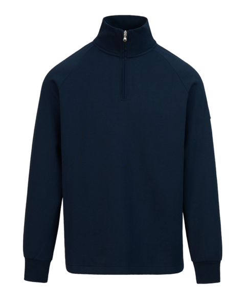 Navy Sandbanks Interlock 1/4 Zip sweatshirt