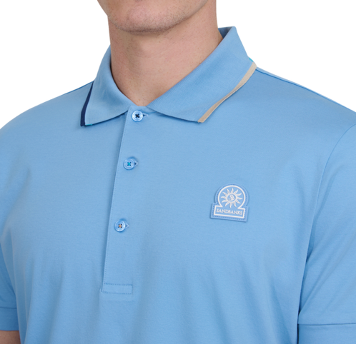 Dusty Blue Sandbanks Tri Tip Polo Shirt