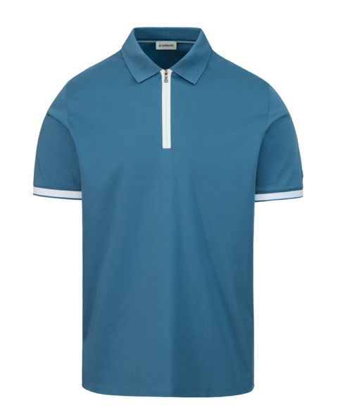 Teal Sandbanks Zip Polo Shirt