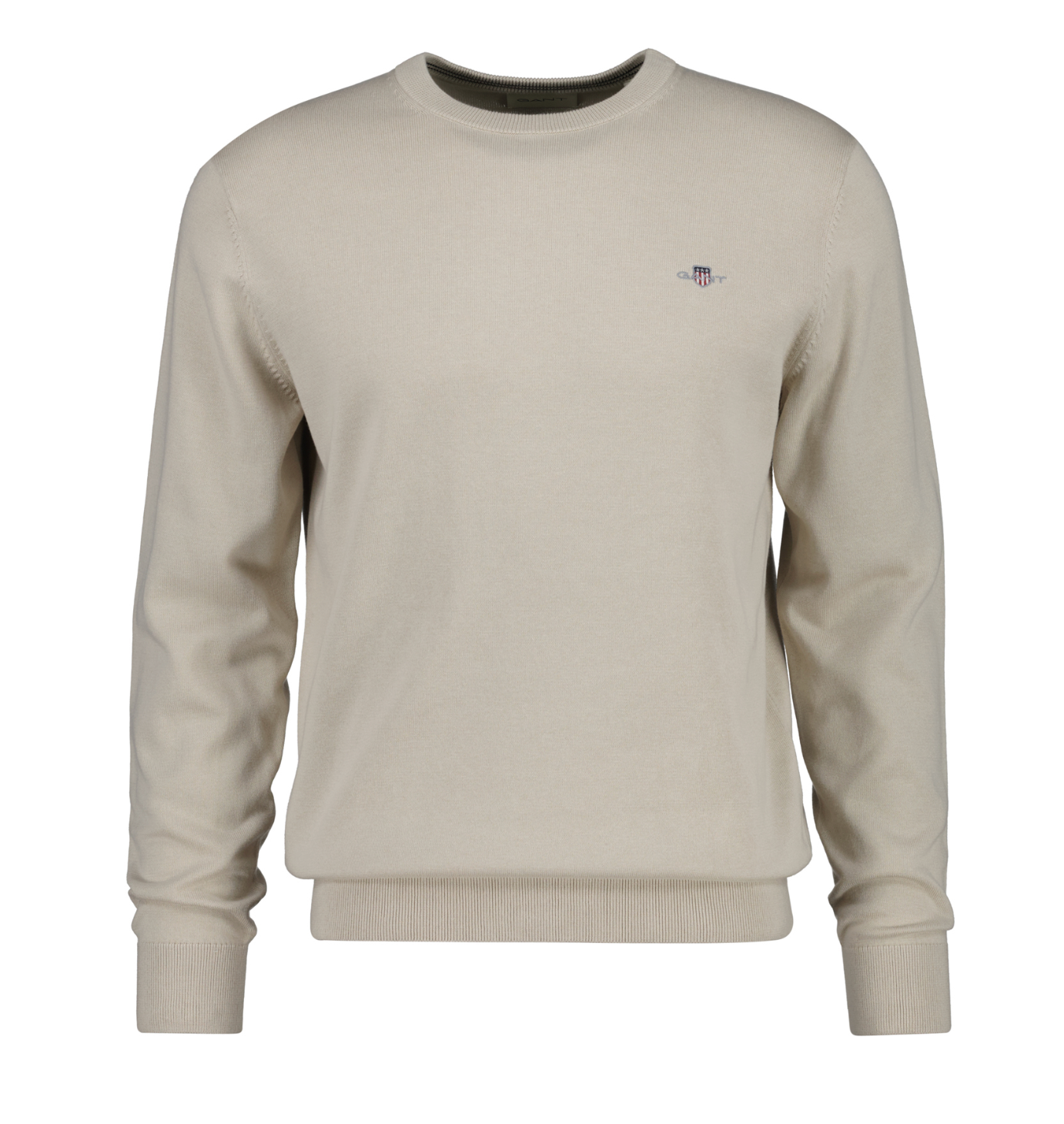 Clay Beige Gant "Classic" Cotton Crew Neck Knit