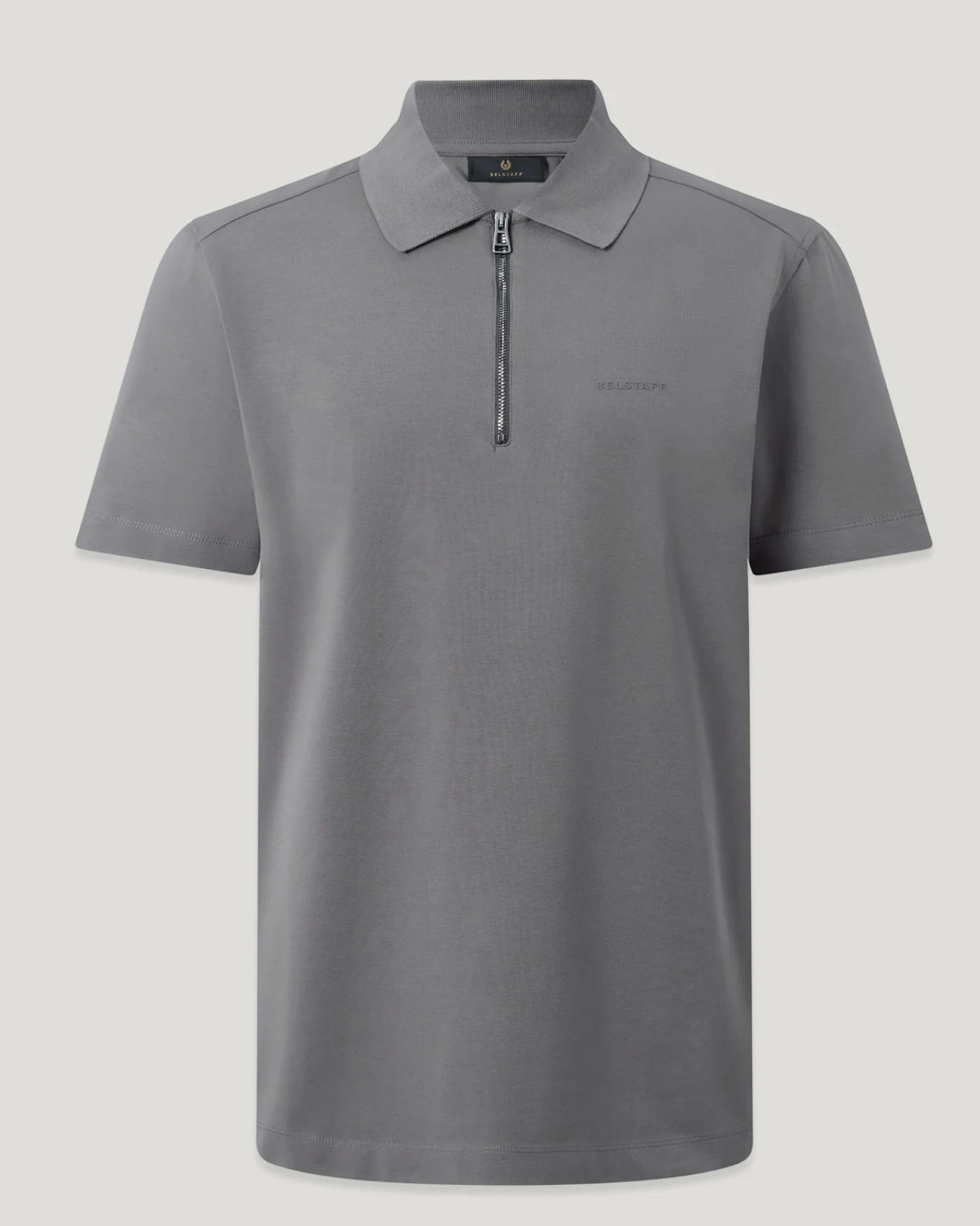 Tornado Grey Belstaff "Alloy" Zip Polo Shirt