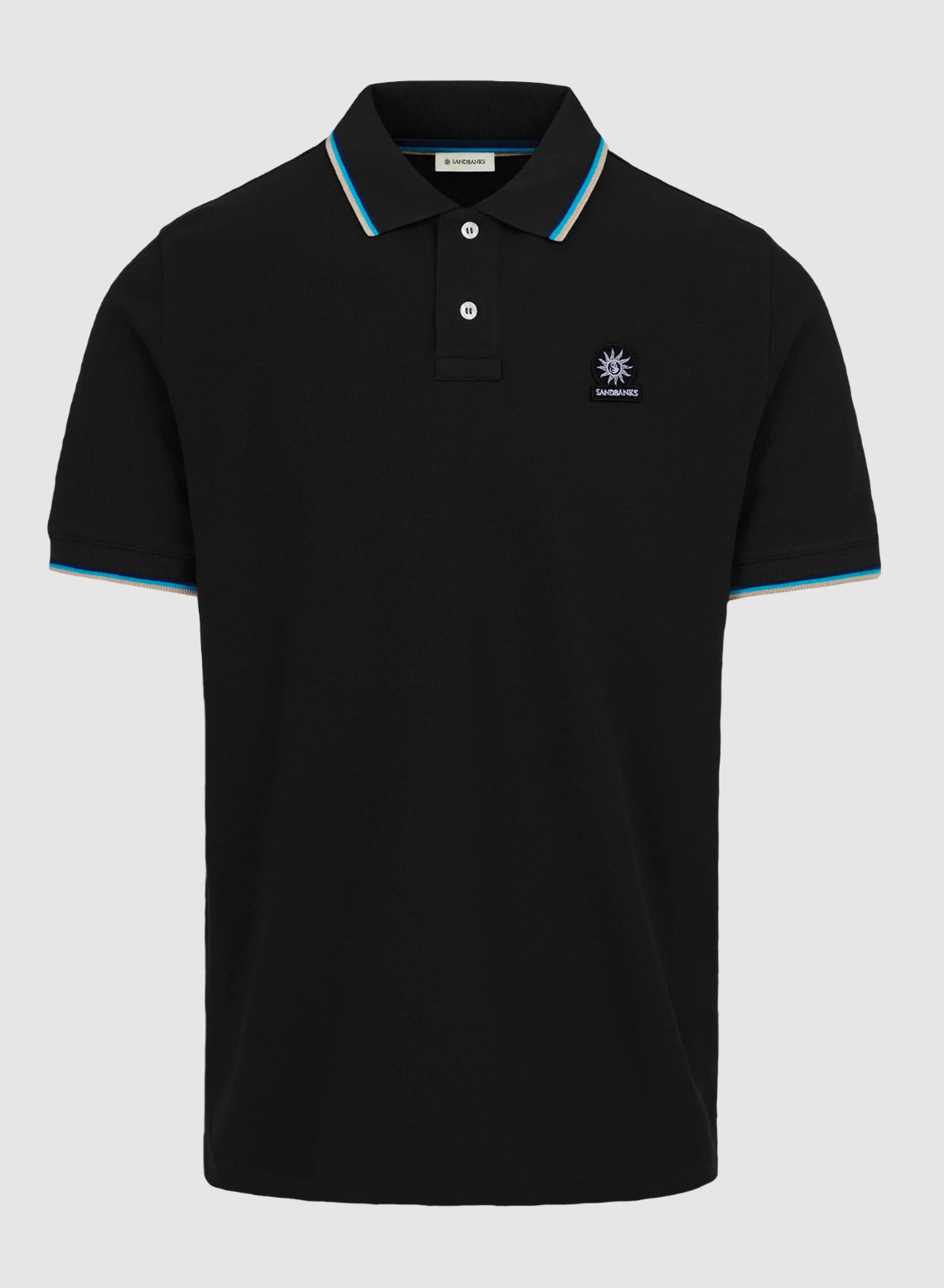 Black Sandbanks Tipped Pique Polo Shirt