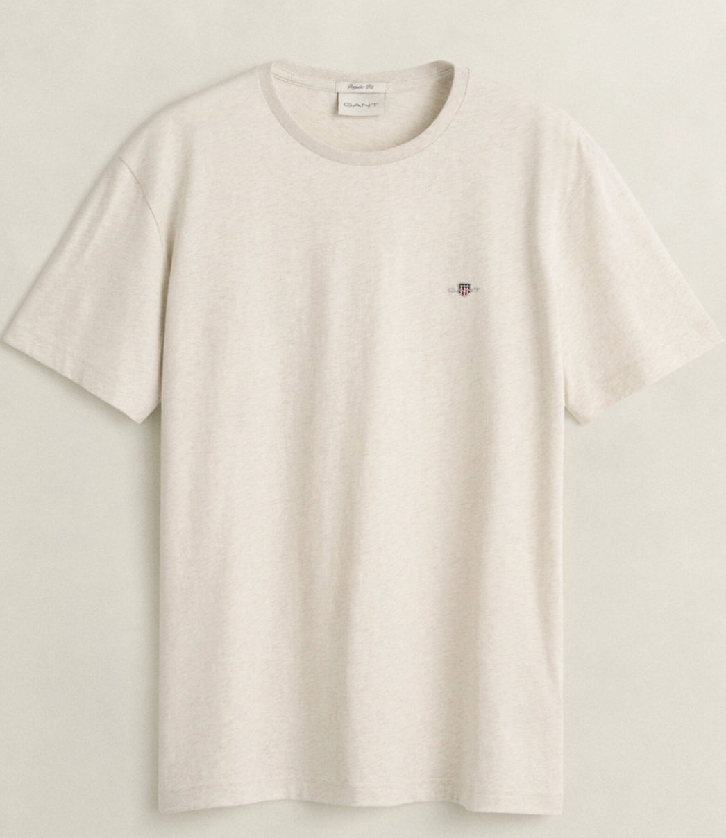 Cream Melange Gant Basic T-Shirt
