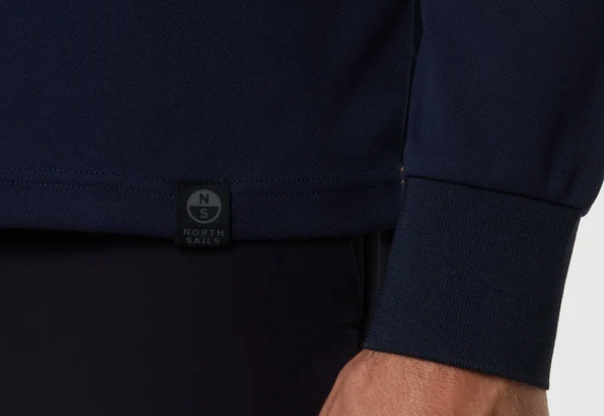 Navy North Sails Coolmax Long Sleeved Polo Shirt