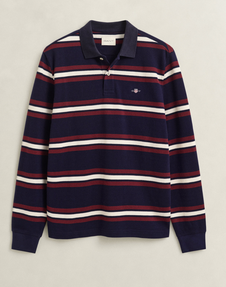 Classic Blue Gant Striped L/S Polo
