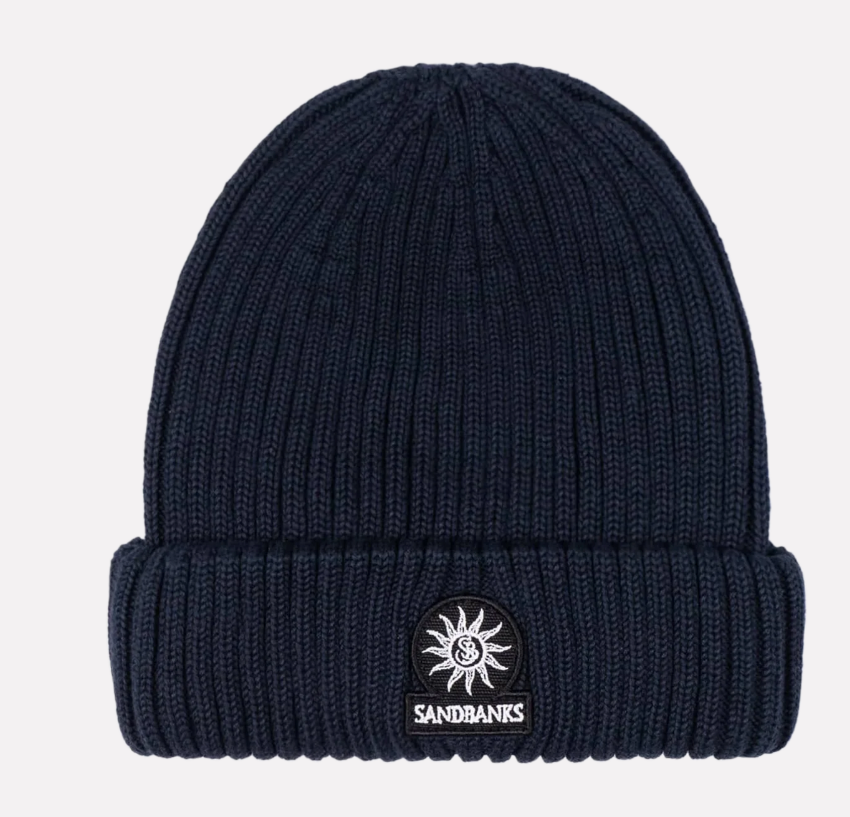 Navy Sandbanks Merino Wool Ribbed Beanie