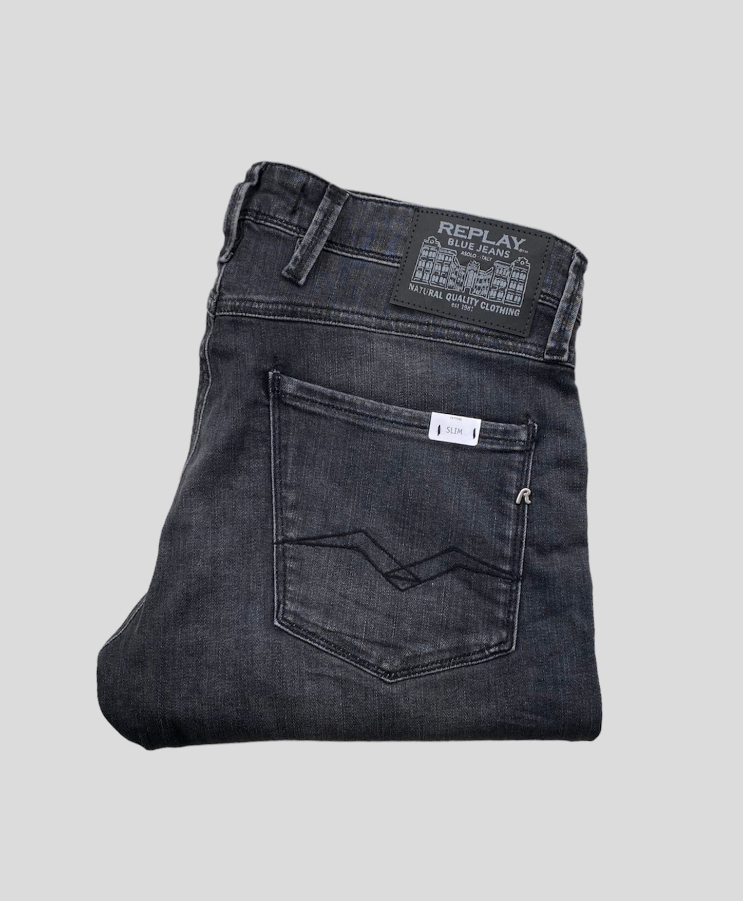 Replay "Power Stretch" Anbass Slim Fit Jeans Washed Black