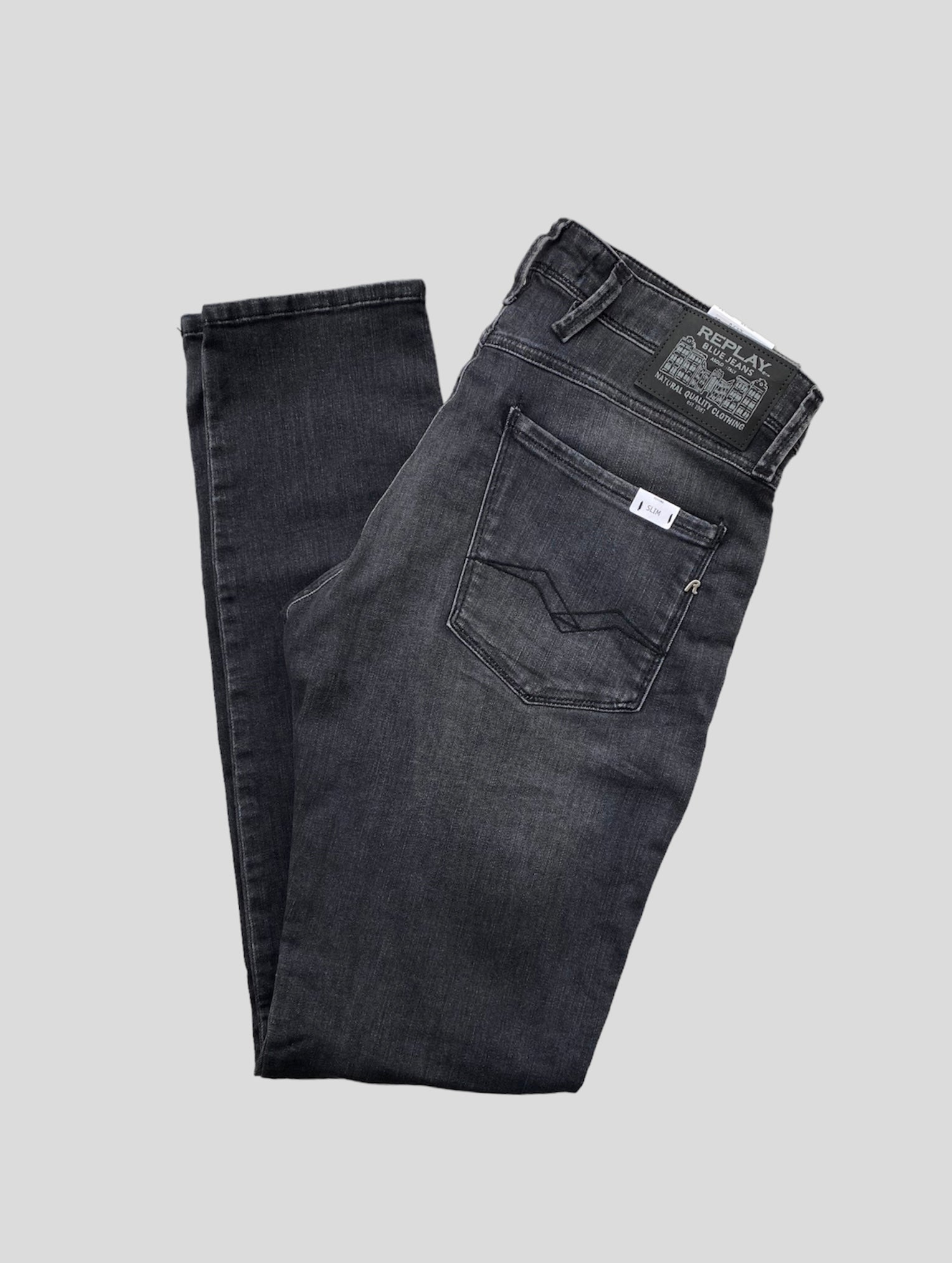 Replay "Power Stretch" Anbass Slim Fit Jeans Washed Black