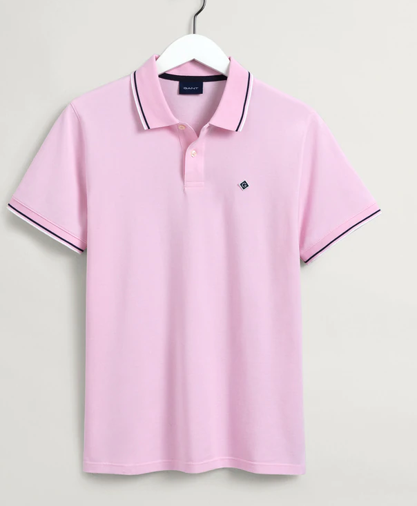 Gant Contrast Tipping Polo Shirt Pink