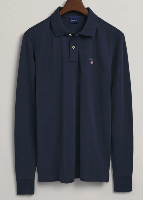 Gant "Original Pique" Long Sleeved Polo Shirt Navy