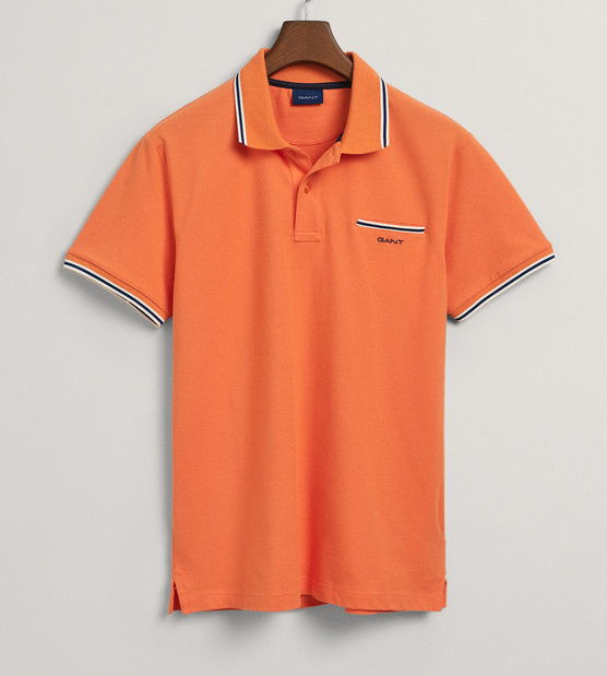 Gant Collar Tipped Polo Shirt Apricot Orange