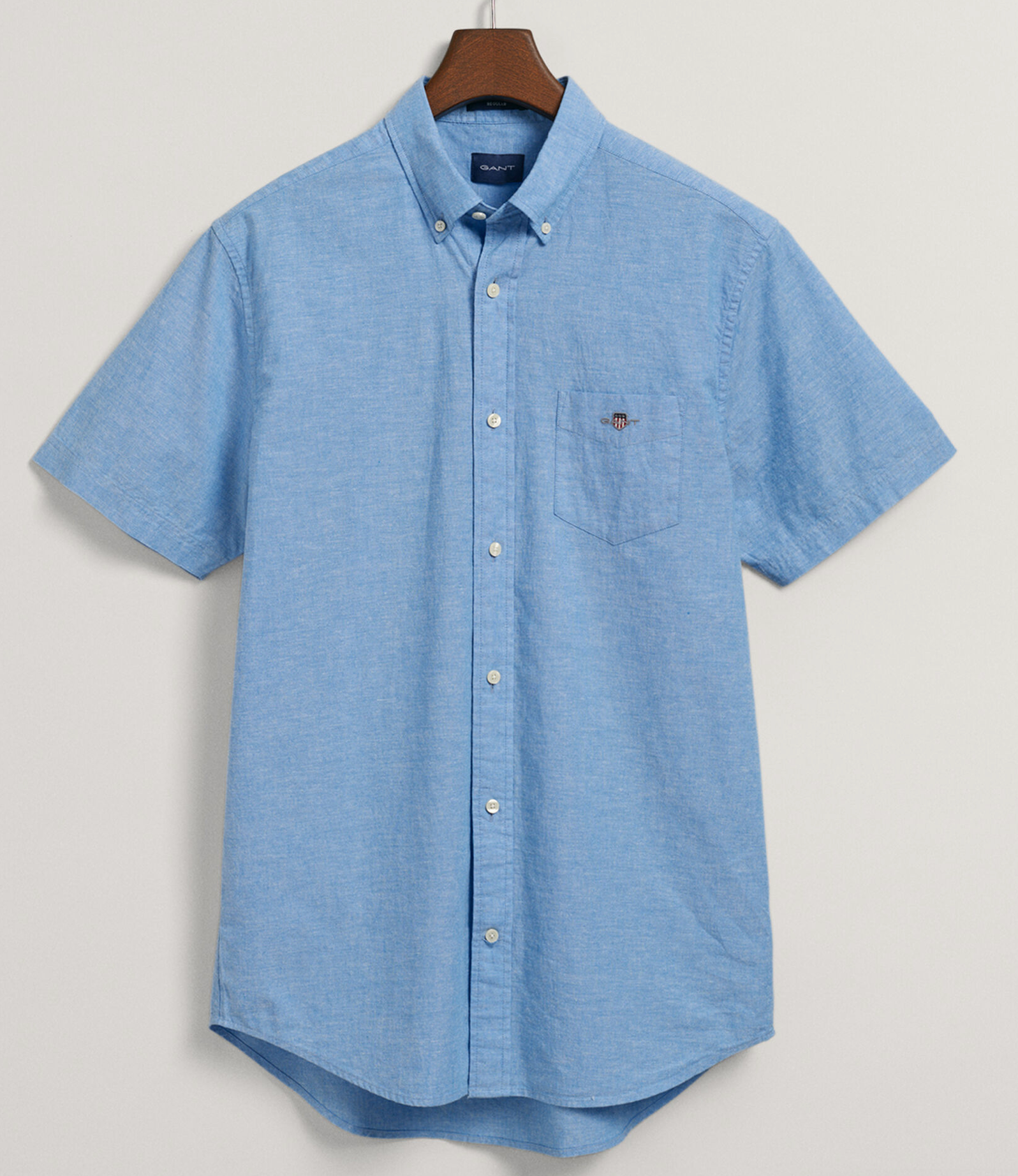 Gant Cotton Linen Short Sleeve Shirt Gentle Blue